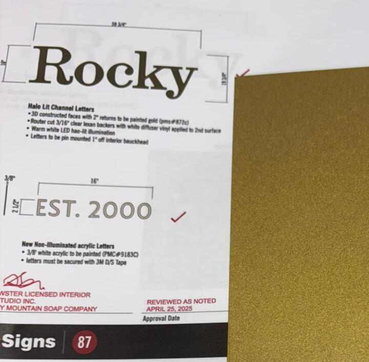 Approved design and color sample